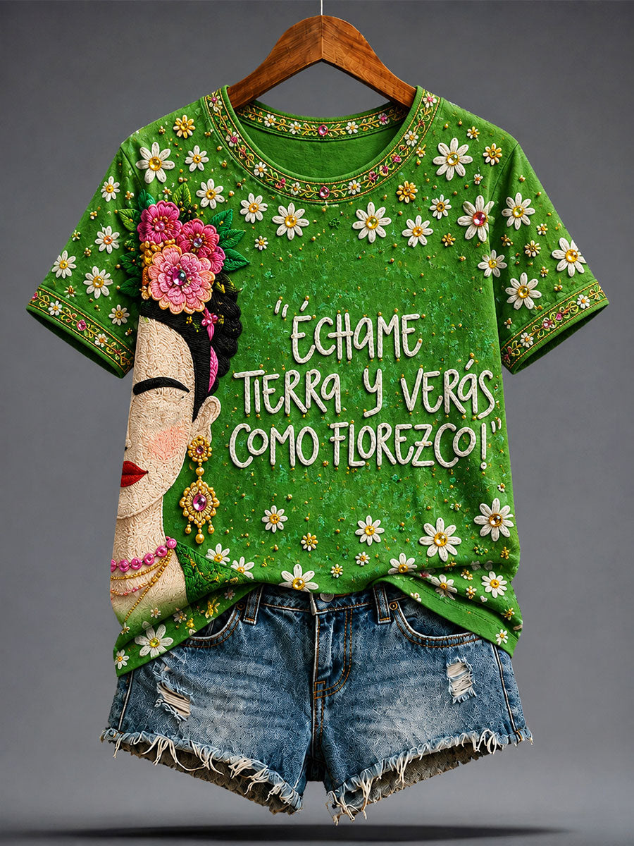Women's Mexico Floral Art Printed T-shirt