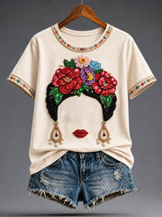 Women's Mexico Floral Art Printed T-shirt