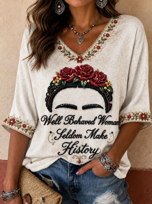 Women's Mexico Floral Art Printed T-shirt