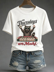 Women's Mahjong Print Casual T-Shirt