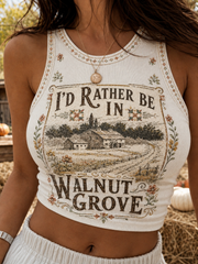 Women's I'd Rather Be In Walnut Grove Printed Casual Vest
