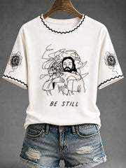 Women's“Be Still” Faith Christian Print Casual T-Shirt