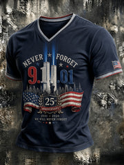Men's 9.11 Never Forget Printed V-neck T-shirt