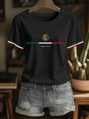Women's Mexican Flag Print Mexican Independence Day Casual Tee