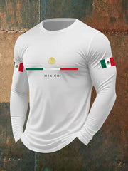 Men's Mexican Flag Print Casual Long Sleeve T-Shirt