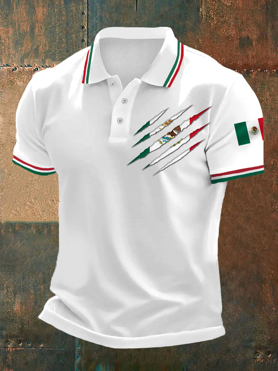 Men's Mexican Flag Print Casual Top