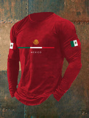 Men's Mexican Flag Print Casual Long Sleeve T-Shirt