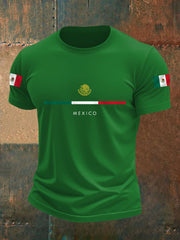 Men's Mexican Flag Print Casual Tee