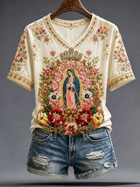 Women's Mexico Assumption of Mary Art Printed T-shirt