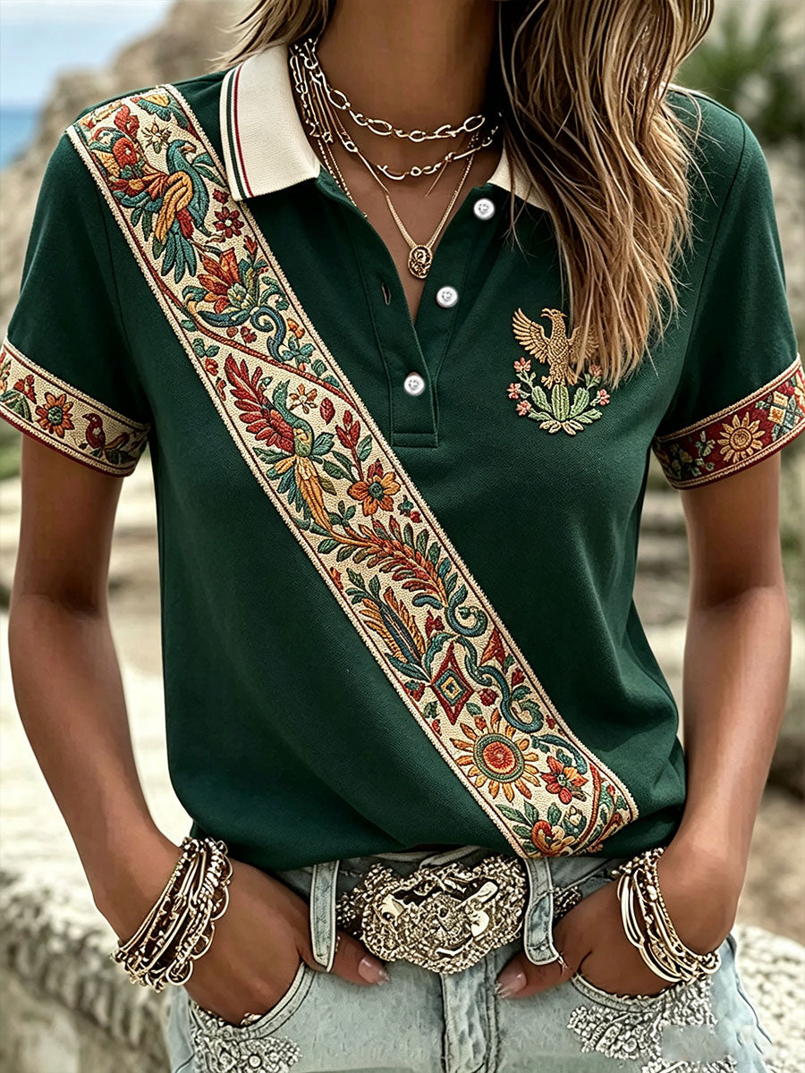Women's Mexico Lele Doll Otomí Art Printed Casual Tops