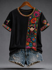 Women's Mexico Lele Doll Art Printed T-shirt