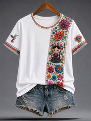 Women's Mexico Lele Doll Art Printed T-shirt
