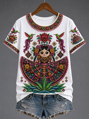 Women's Mexico Lele Doll Art Printed T-shirt