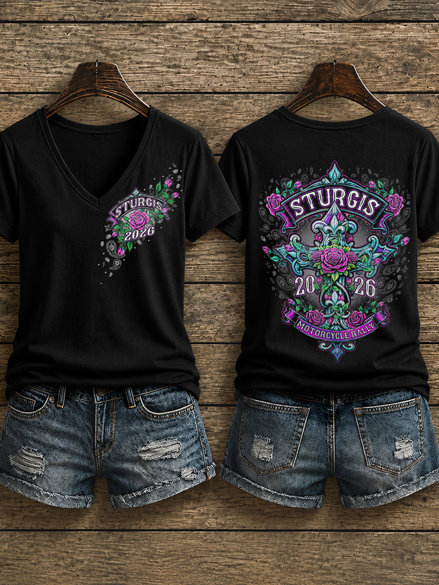 Women's Motorcycle Rally Printed T-shirt