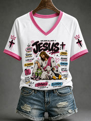 Women's Christian Name Of Jesus  V-neck Short Sleeve T-shirt