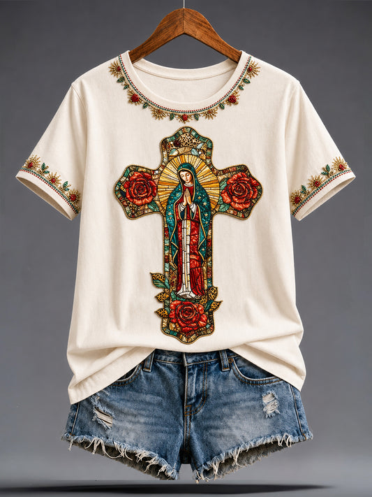 Women's The Assumption Our Lady of Guadalupe Printed T-shirt