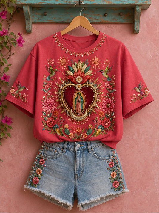 Women's The Assumption Our Lady of Guadalupe Printed T-shirt