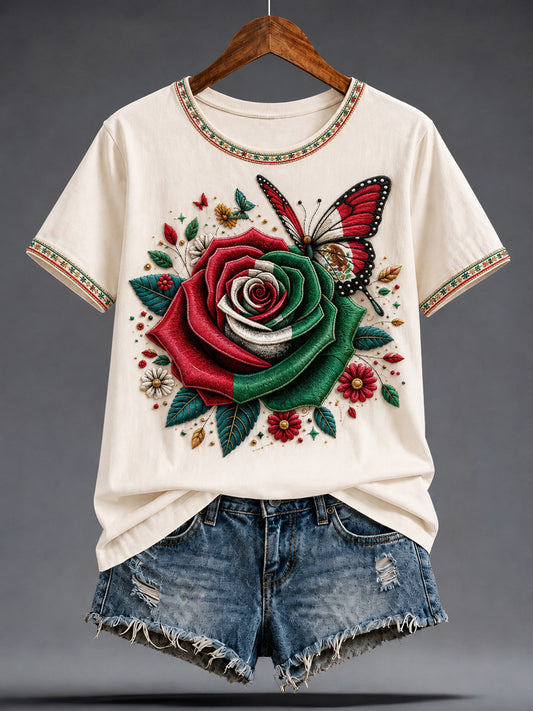 Women's Mexico Independence Day Art Printed T-Shirt