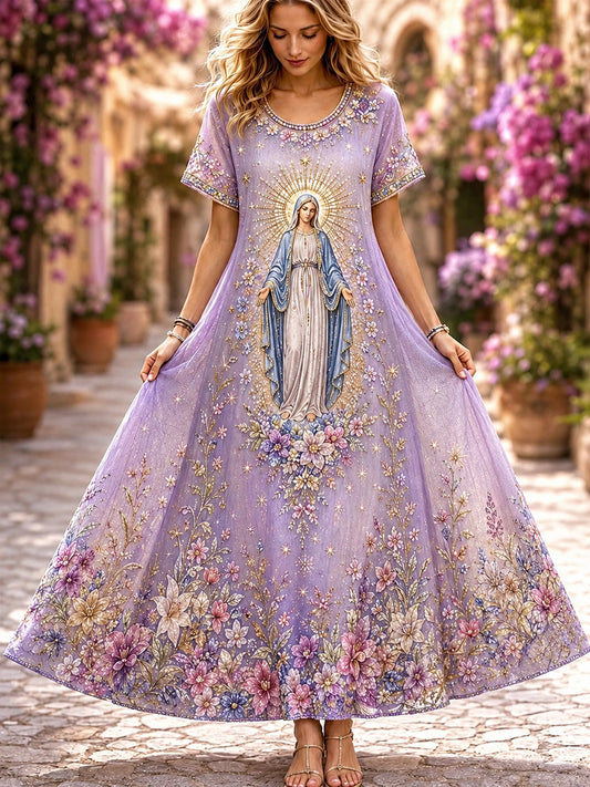 Women's Assumption Of Mary Faith Art Printed Maxi Dress