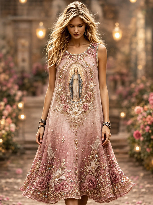 Women's Assumption of Mary Faith Art Printed Dress
