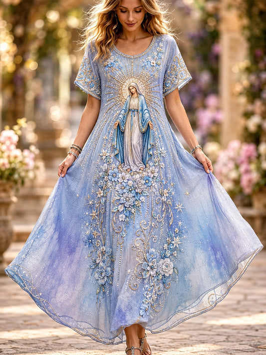 Women's Assumption Of Mary Faith Art Printed Maxi Dress