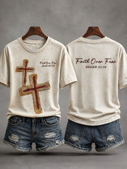 Women's Faith Over Fear Printed Casual T-Shirt