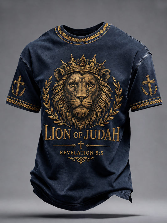 Men's Christian Lion of Judah Art Short Sleeve  T-shirt
