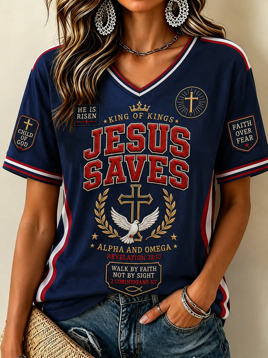 Women's Christian JESUS SAVES Cross Short Sleeve T-shirt