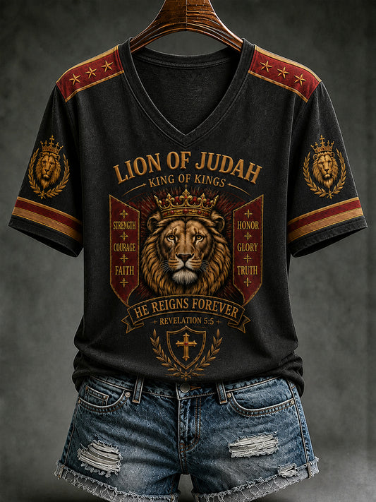 Women's Christian Lion of Judah Art Short Sleeve T-shirt