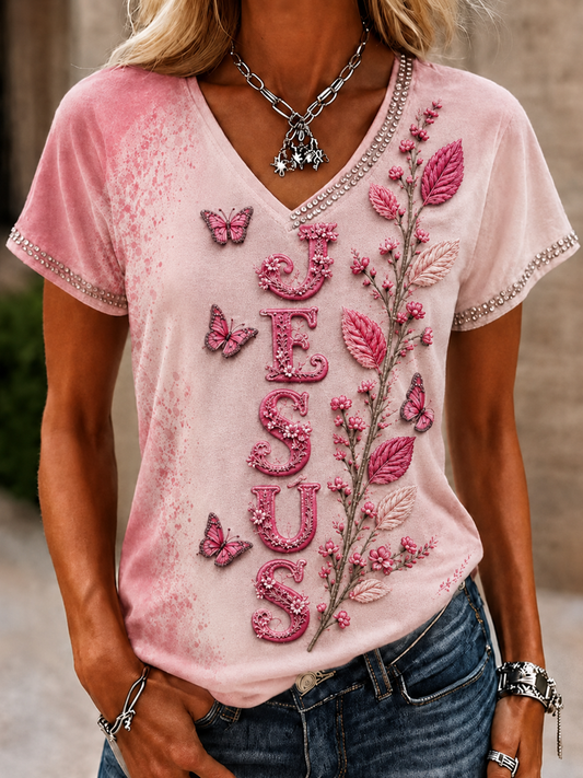 Women's Christian JESUS Art  Short Sleeve T-shirt