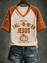Women's Are You Fall-o-ween Jesus? V-neck T-shirt