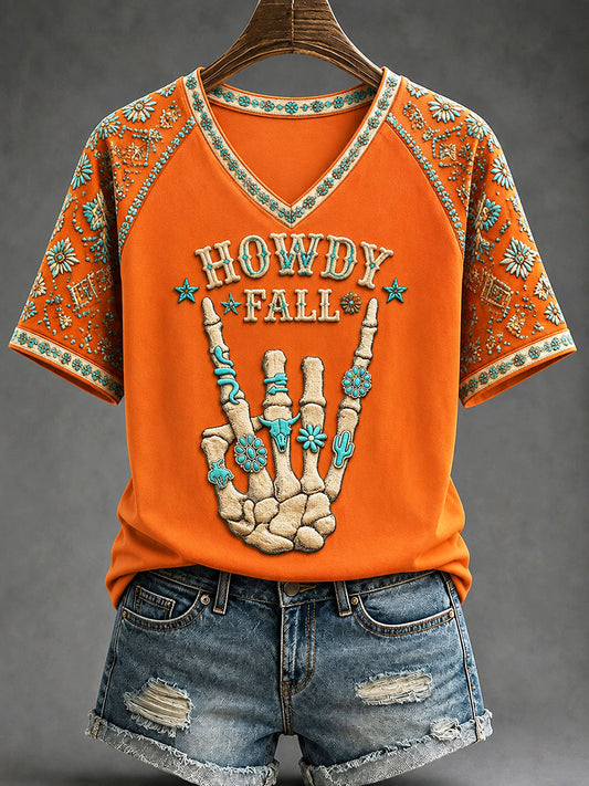 Women's "Howdy Fall" Bohemian Style Printed Casual T-Shirt