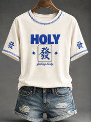 Women's"Holy Fa — Feeling Lucky" Mahjong Casual T-shirt
