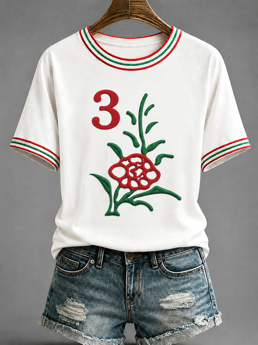 Women's Mahjong Print Casual T-Shirt