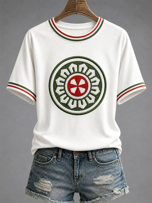 Women's Mahjong Print Casual T-Shirt