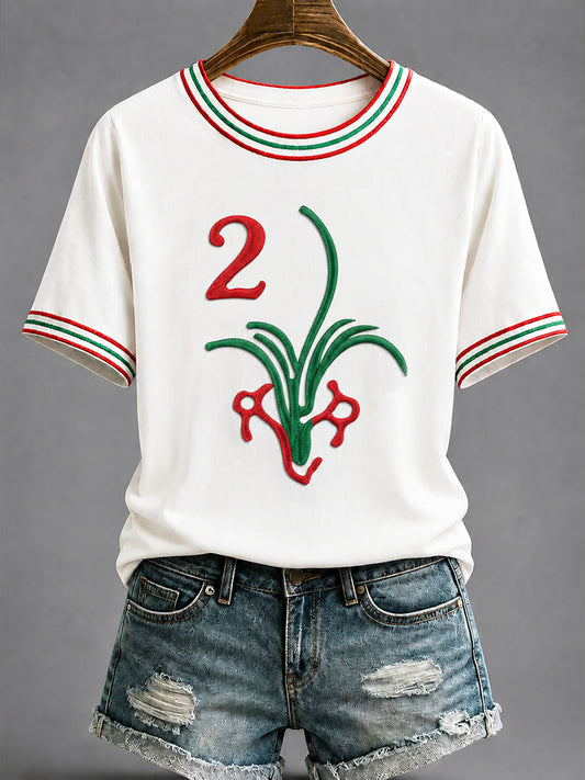 Women's Mahjong Print Casual T-Shirt