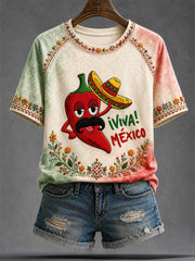 Women's Mexico Independence Day Art Printed T-shirt
