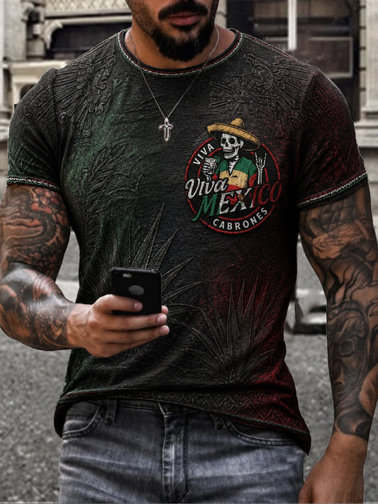 Men's Mexico Independence Day Art Printed T-shirt