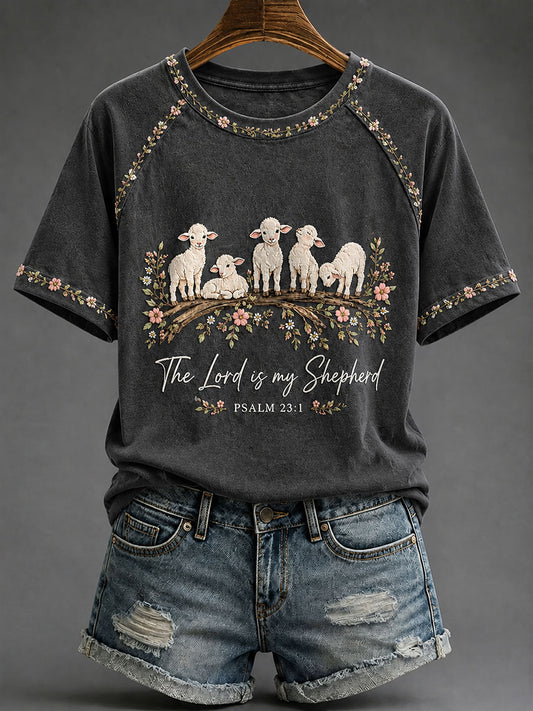 Women's 'The Lord Is My Shepherd' Printed Casual T-Shirt