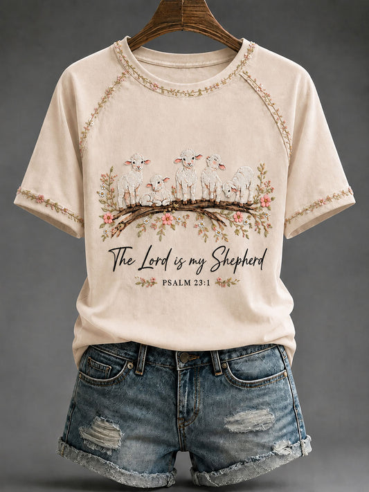 Women's 'The Lord Is My Shepherd' Printed Casual T-Shirt