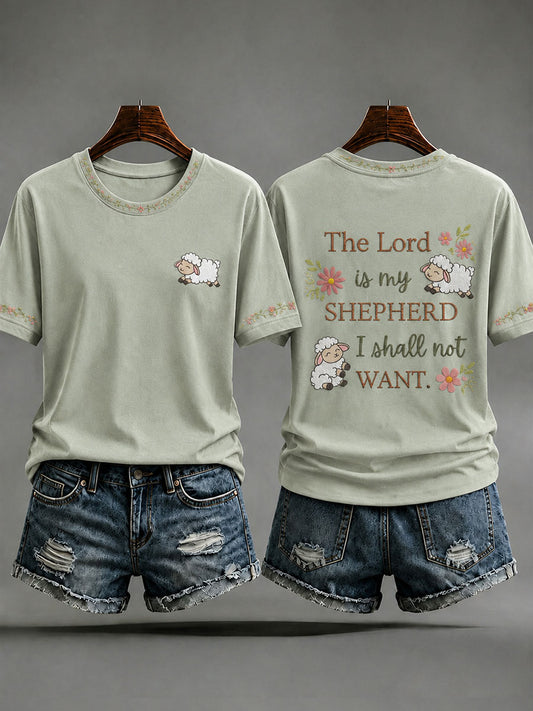 Women's 'The Lord Is My Shepherd' Printed Casual T-Shirt