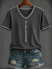Women's Faith Printed V-neck T-shirt