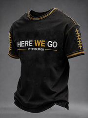 Men's Pittsburch Here We Go Short Sleeves T-shirt