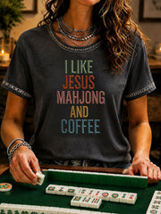 Women's Christian Mahjong Print Casual T-Shirt