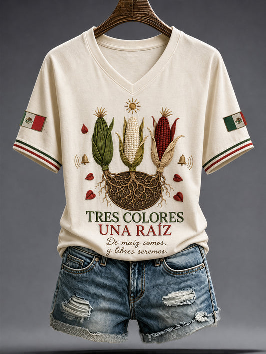 Women's Mexico Independence Day 1810 Art Printed T-shirt