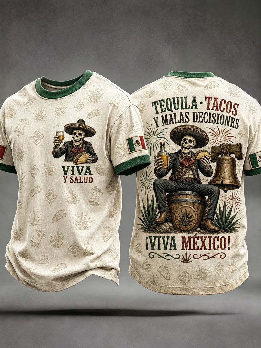 Men's Mexico Independence Day 1810 Art Printed T-shirt