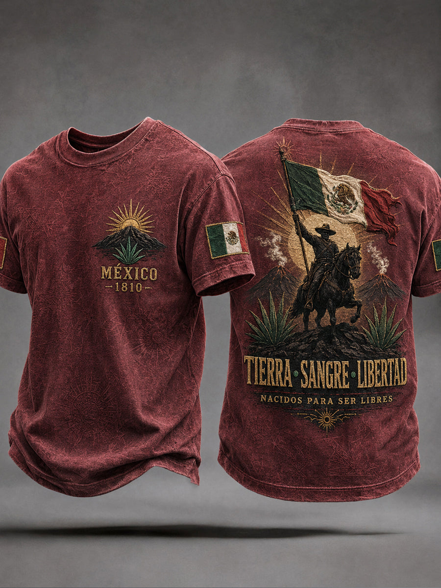 Men's Mexico Independence Day 1810 Art Printed T-shirt