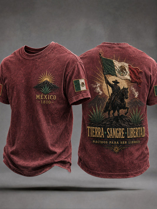 Men's Mexico Independence Day 1810 Art Printed T-shirt