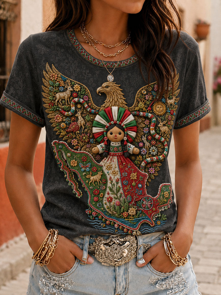 Women's Mexico Independence Day 1810 Art Printed T-shirt