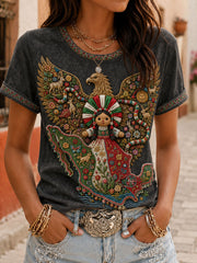 Women's Mexico Independence Day 1810 Art Printed T-shirt